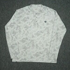 Rabbit Running Pullover Mens XL Gray Camo Performance Henley Long Sleeve